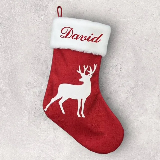 Chaussette de Noël cerf blanc